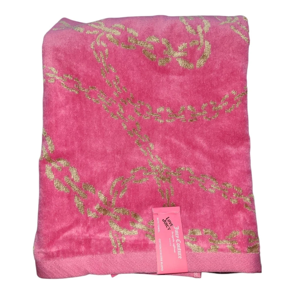 Juicy Couture Pink Towel Set with Gold Accents